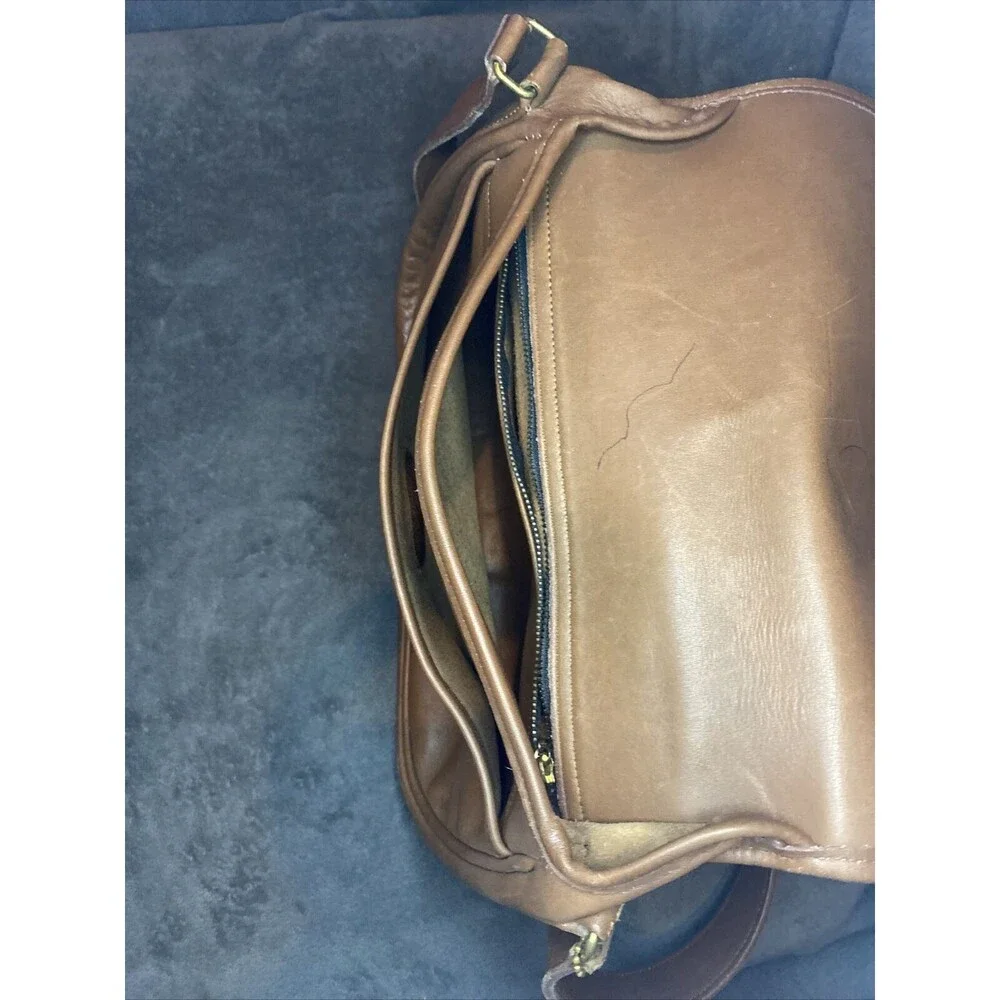 Vintage 90s Coach Bag Brown Leather Saddle Side Cross Body USA O27-9919